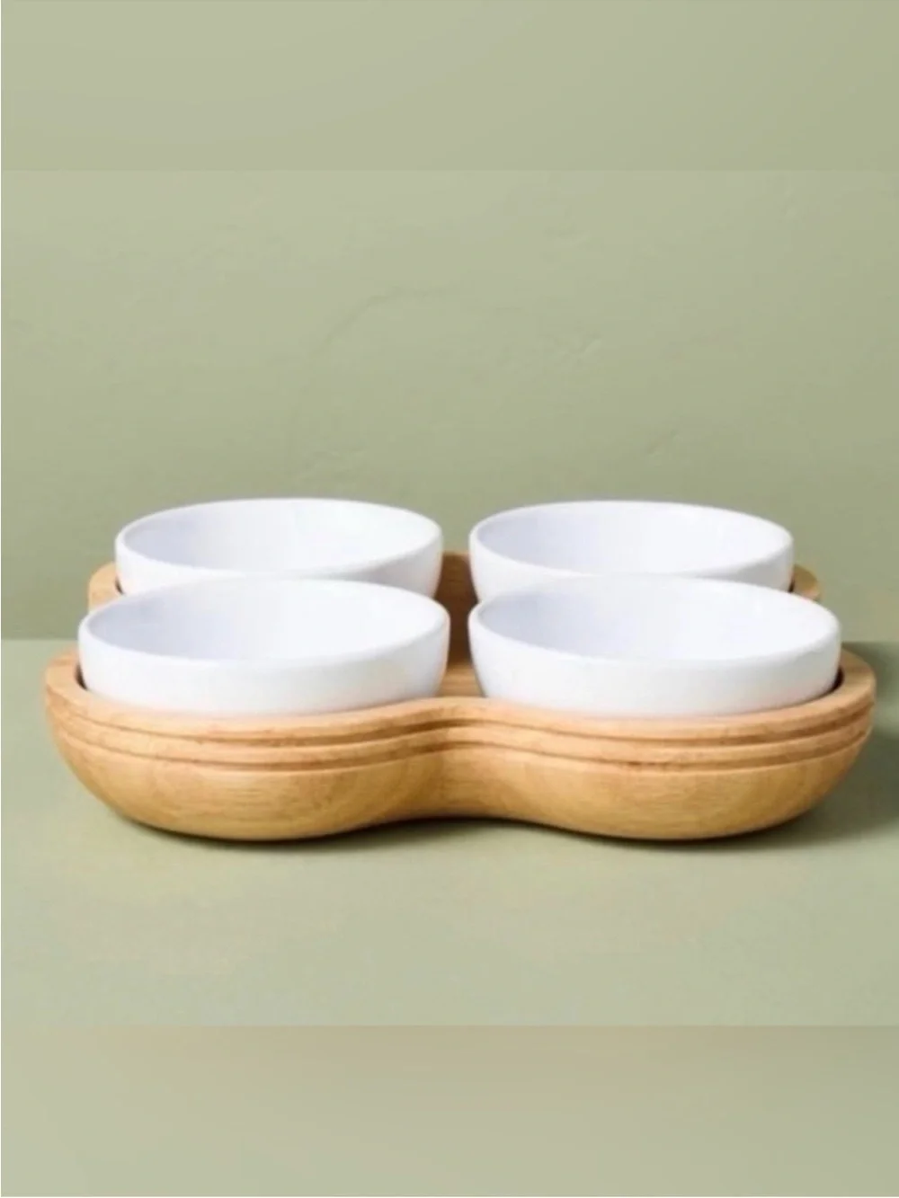 5Pc Rubberwood Serving Dip Bowl Nesting Set - Hearth & Hand Magnolia NEW